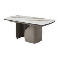 ESSTISCH ausziehbar 6-10 Personen - Keramik, Sicherheitsglas & Metall Taupe - Marmoroptik Weiß - CAMUVO de Maison Céphy - Weiß, Glas (260/90/75cm) - Vente-Unique