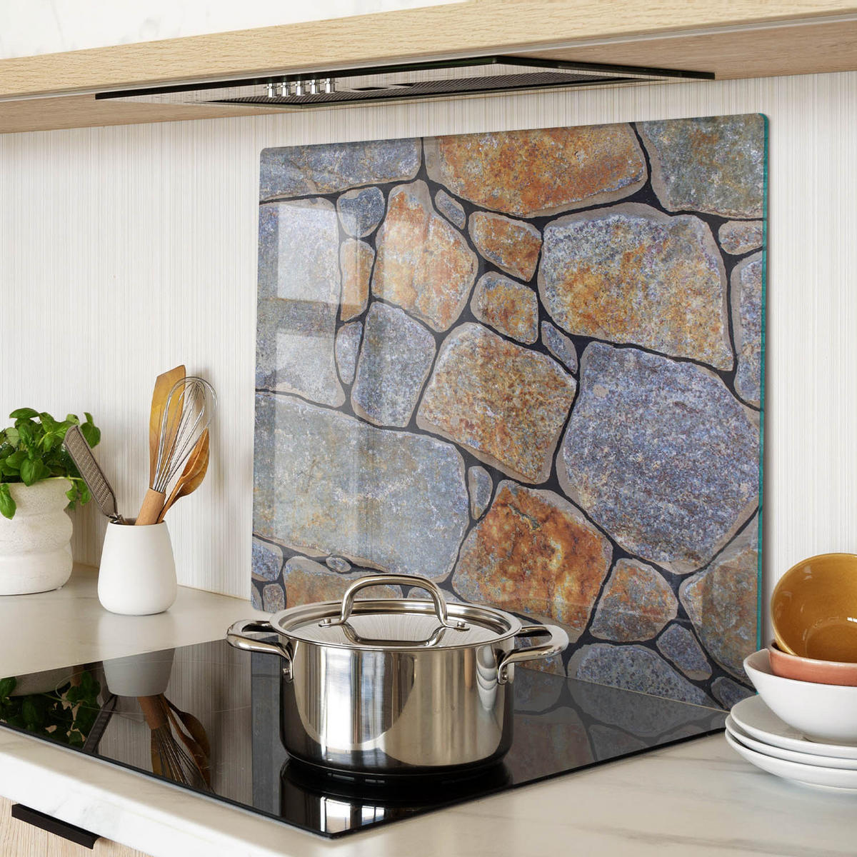 GLASPLATTE 60x52 cm Steine - Grau, Glas (60/0.4/52cm) - TULUP