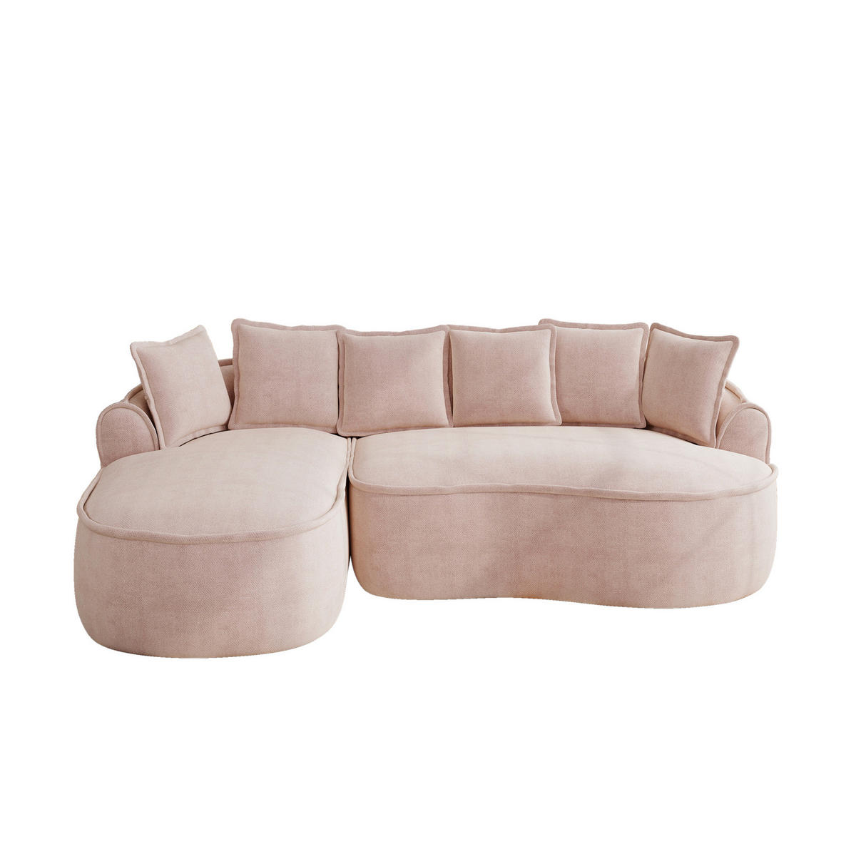 ECKSOFA 252/164/67 cm pink aus Chenille mit Schlaffunktion und Chaiselongue - Pink, Textil (164/252cm) - OKWISH