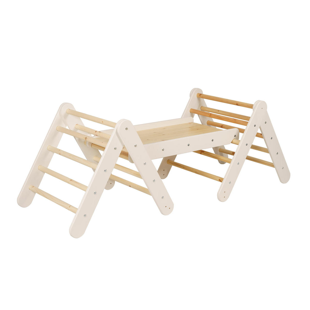 KLETTERDREIECK für Kinder mit Rutsche und Kletterwand - Set, Montessori, Weiß - Weiß, Holz (140/59/60cm) - MeowBaby