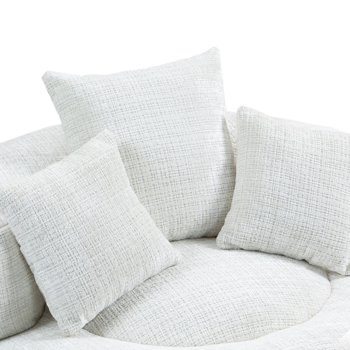 SITZSACK Chenille Beige mit Armlehnen - Weiß, Textil (108/52/108cm) - WISHDOR