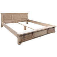 BETT Massivholz Mango 180 x 200 x 85 beige RAILWAY #342 - Beige, Holz (180/200cm) - Massivmoebel24
