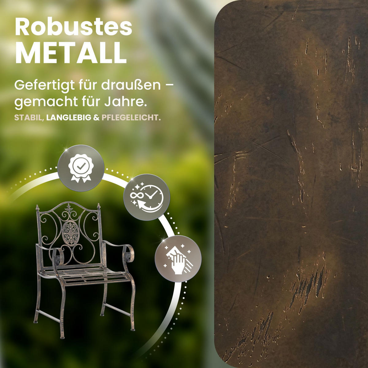 GARTENSTUHL Metall Bronze - Bronzefarben, Metall (62/94/53cm) - CLP