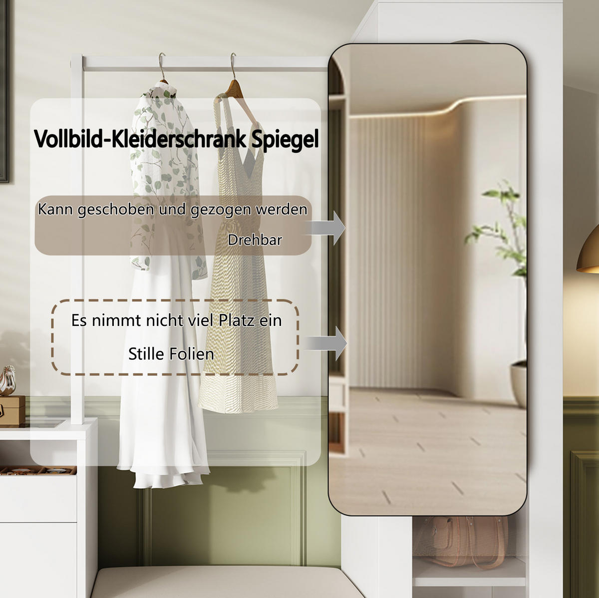 GARDEROBENKOMBINATION 163/50/161 cm aus Spanplatte mit LED-Beleuchtung und Spiegel Weiß - Weiß, Holzwerkstoff (163/161/35cm) - Modenvie