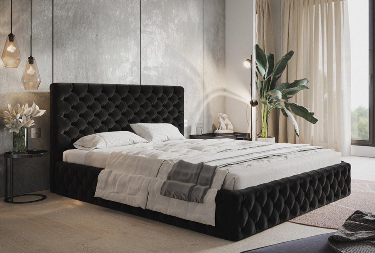 BETT Schwarz SIM 8 120x200 cm - Schwarz/Grün, Kunststoff/Textil (120/200cm) - Sepro Meble