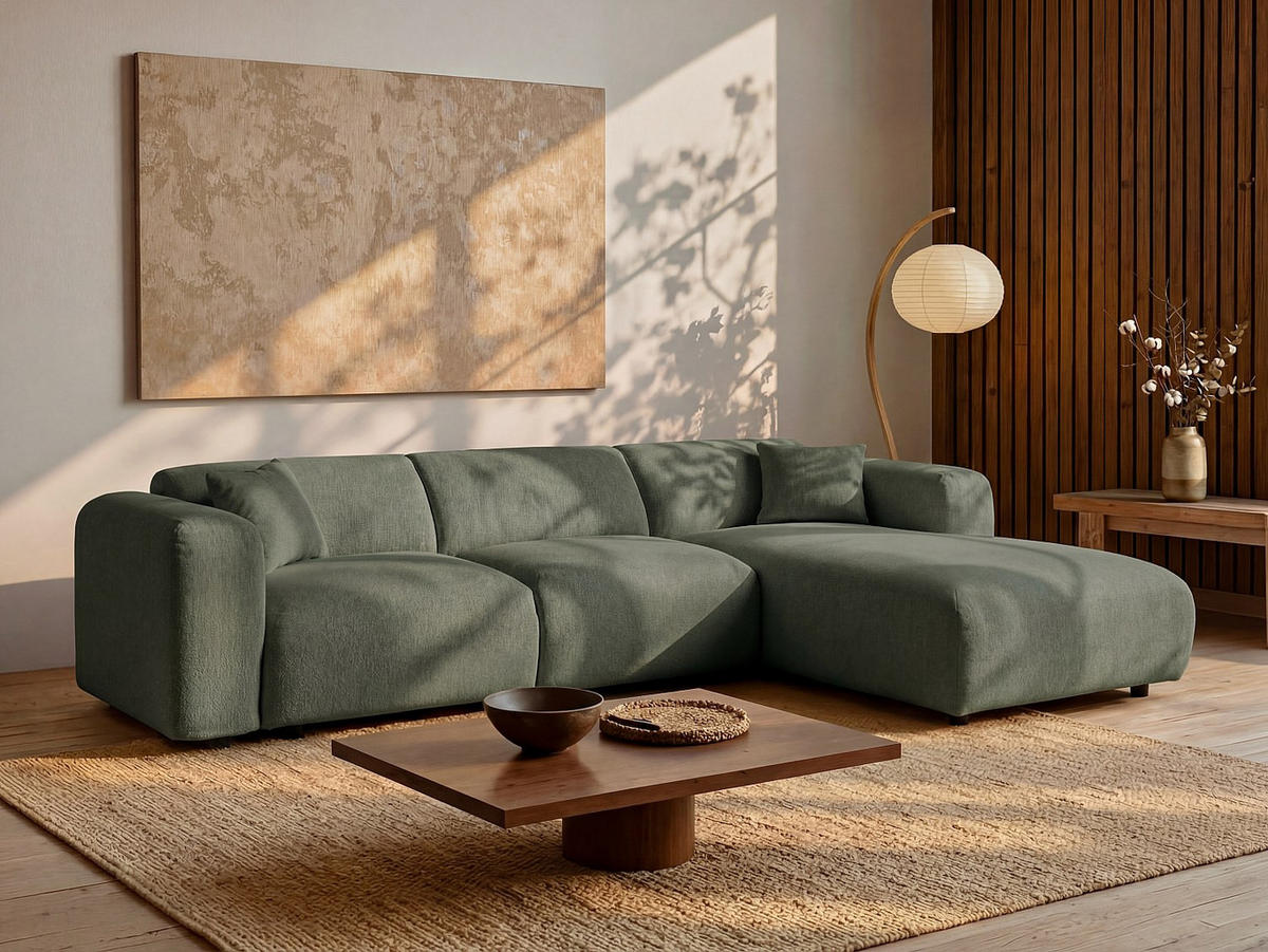 SOFA - 5 Personen - stoff - grün Pogni - Grün, Textil (280/73/165cm) - Vente-Unique