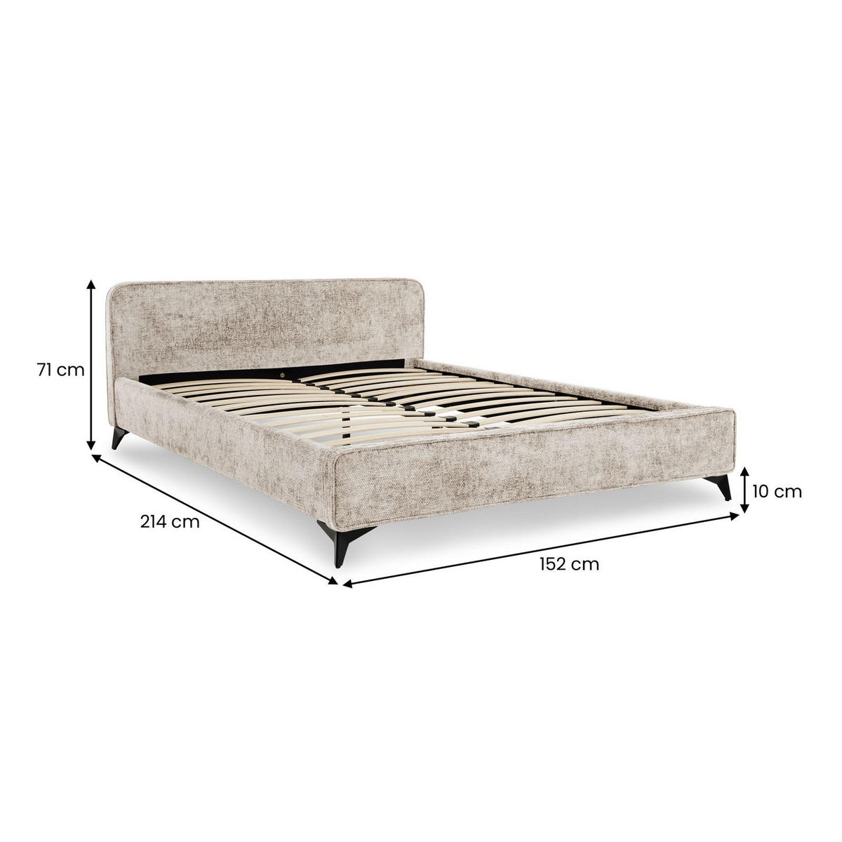 POLSTERBETT VIRETTA 140x200 cm hellgrau - Hellgrau, Textil (140/200cm) - IDIMEX