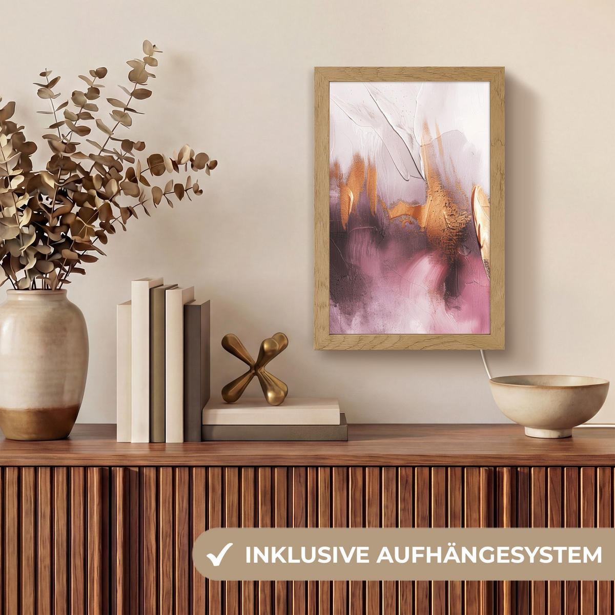 NÁSTĚNNÁ LAMPA Fialová - abstraktní - barva - zlatá 20x30 cm - světle fialová, kompozitní dřevo (20/30/8cm) - OnlyWow