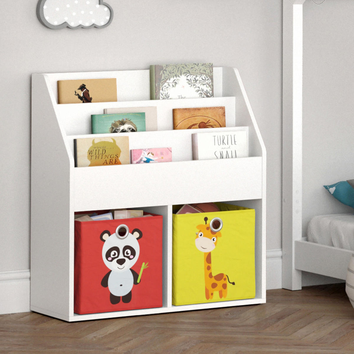 KINDERREGAL Luigi Weiß 72 x 79 cm mit 2 Faltboxen opt.2 - Weiß, Holzwerkstoff (72/79/30.7cm) - Vicco