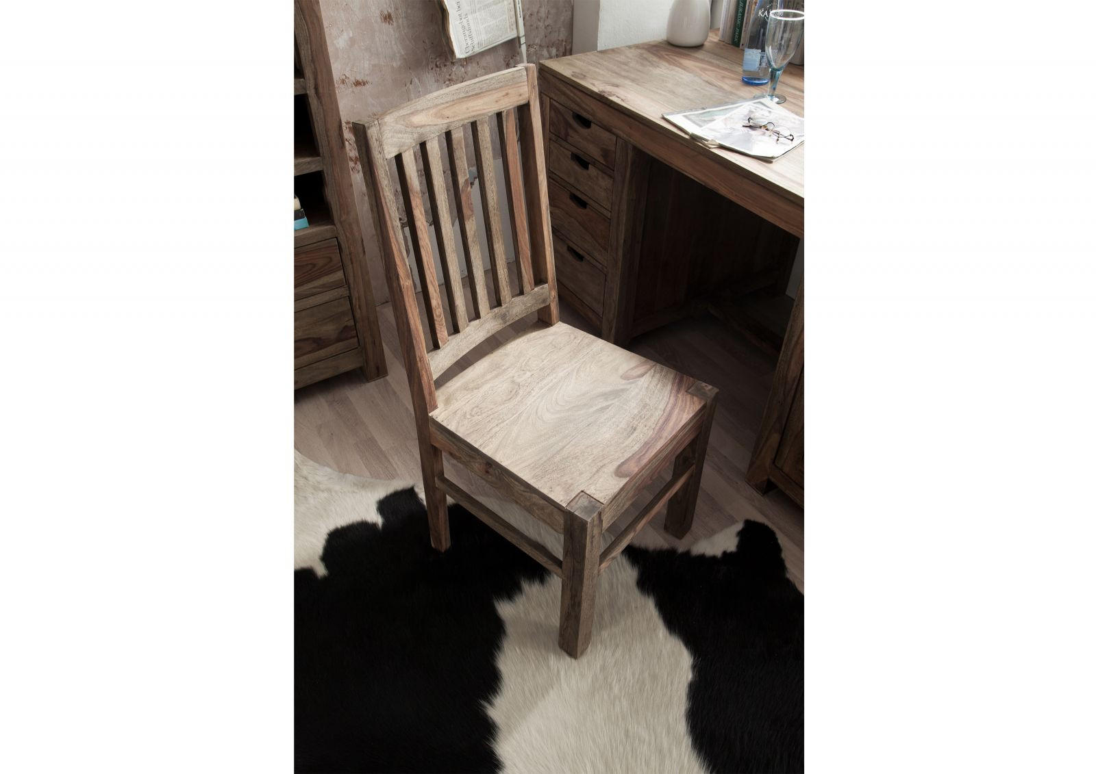 STUHL Massivholz 45 x 45 x 100 cm grau NATURE GREY #121 - Grau, Holz (45/100/45cm) - Massivmoebel24