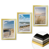 WANDBILDER 3er Set - 20x30 cm Goldrahmen - Strand, Sand, Wellen, Himmel, Vögel - Goldfarben, Kunststoff (20/30cm) - ArtPrintCave