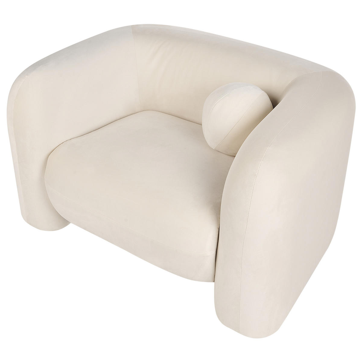 SESSEL Samtstoff Cremeweiß Leiren - Creme, Textil (111/73/83cm) - Beliani