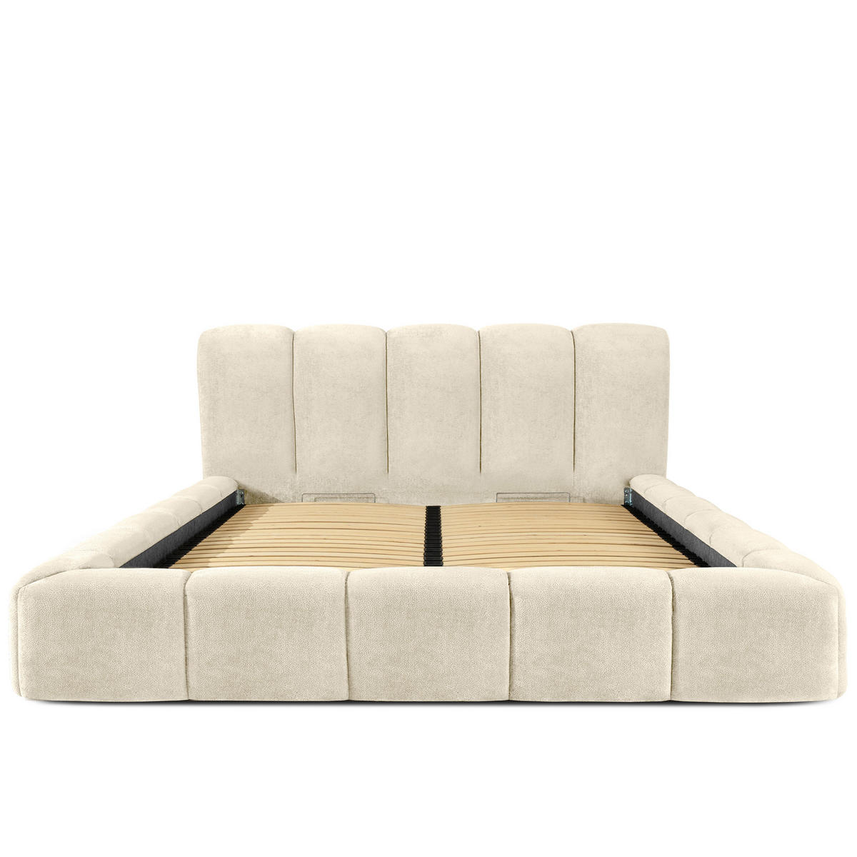 POLSTERBETT MERIDE Chenille, Ecru - Schwarz/Weiß, Holz/Textil (200/200cm) - KONSIMO®