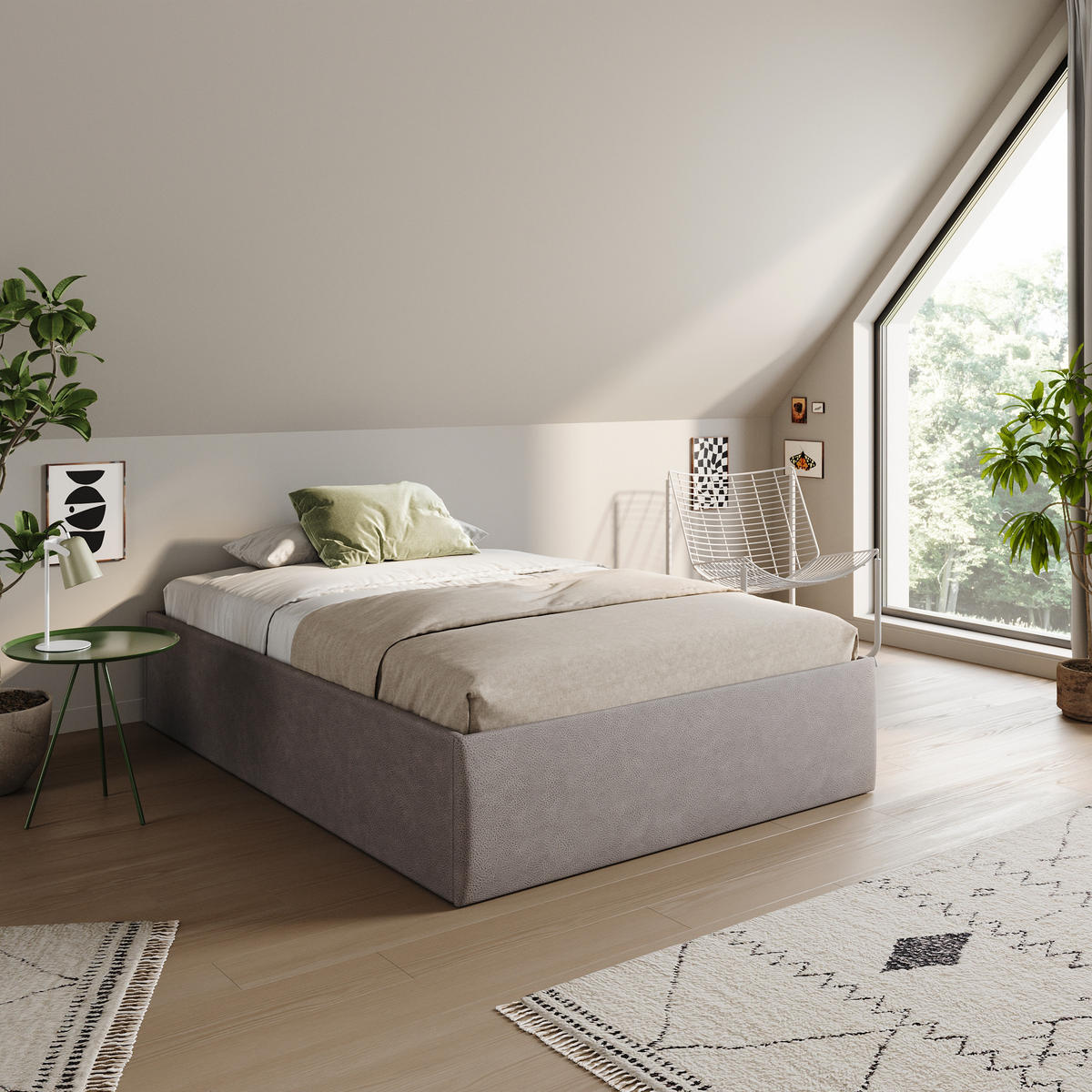 POLSTERBETT mit Stauraum & H2 Matratze 140x200 cm in Grau - Grau, Textil (140/200cm) - Home Collective
