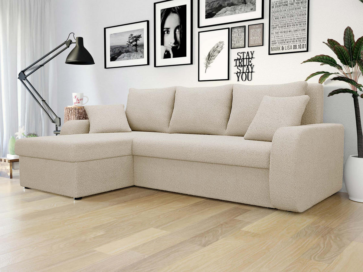 ECKSOFA Kris Lux - Schwarz/Naturfarben, Holz/Kunststoff (238/147cm) - MIRJAN24