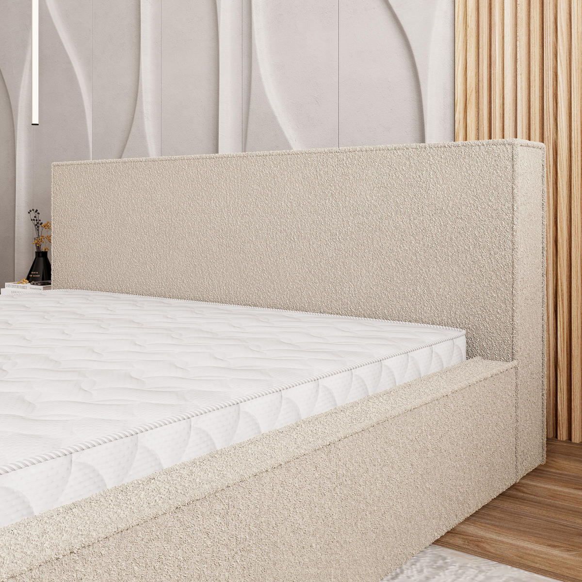 POLSTERBETT CELORA 140x200 cm mit Bettkästen - Creme - Creme, Holz (140/200cm) - MASSENO