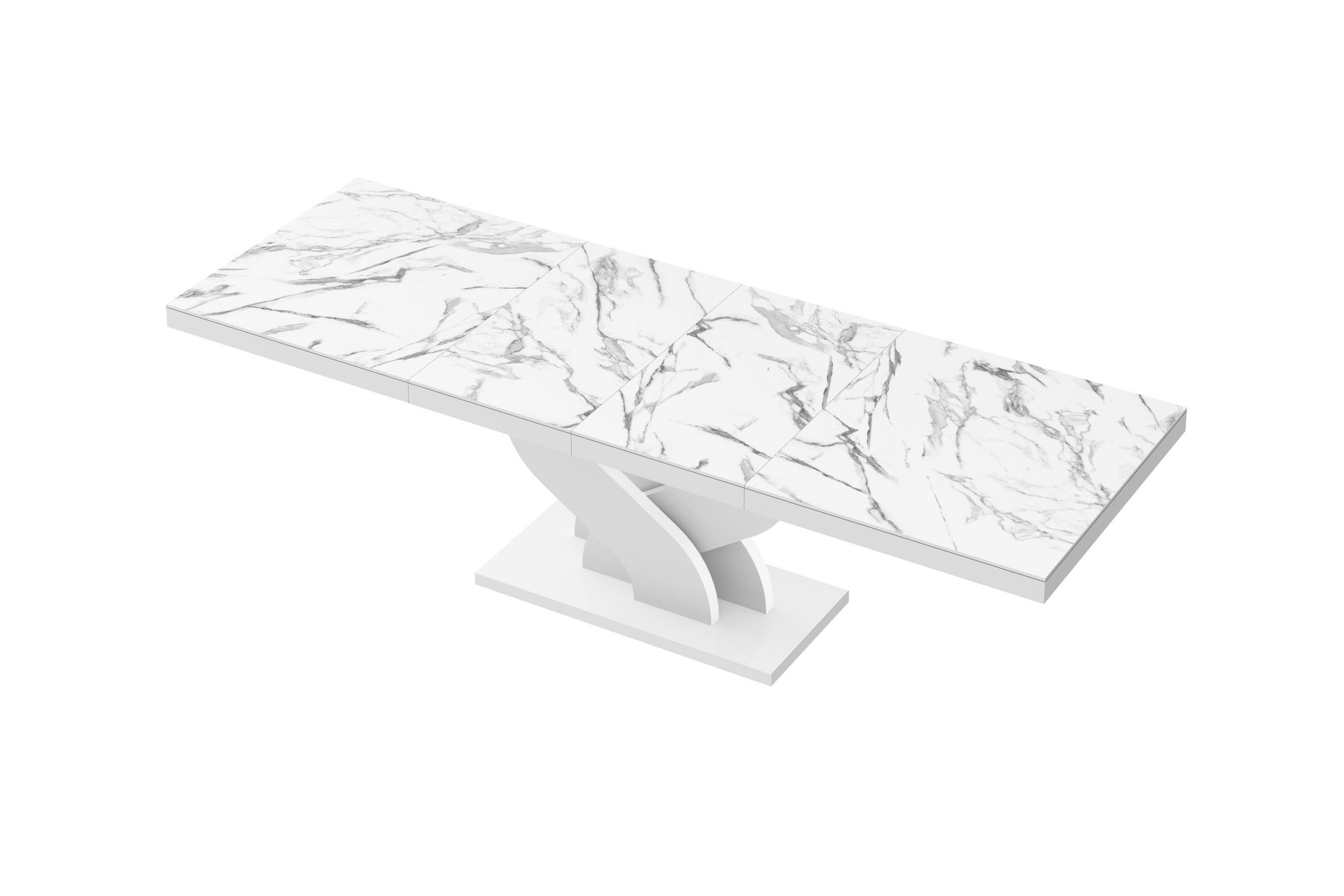 designimpex Esstisch Weiß Hochglanz, Creme 160x74x89 cm