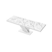 ESSTISCH rechteckig Marmor Natur - Weiß Hochglanz ausziehbar 160-256 cm - Weiß Hochglanz/Creme, Holzwerkstoff (89/160/74cm) - designimpex