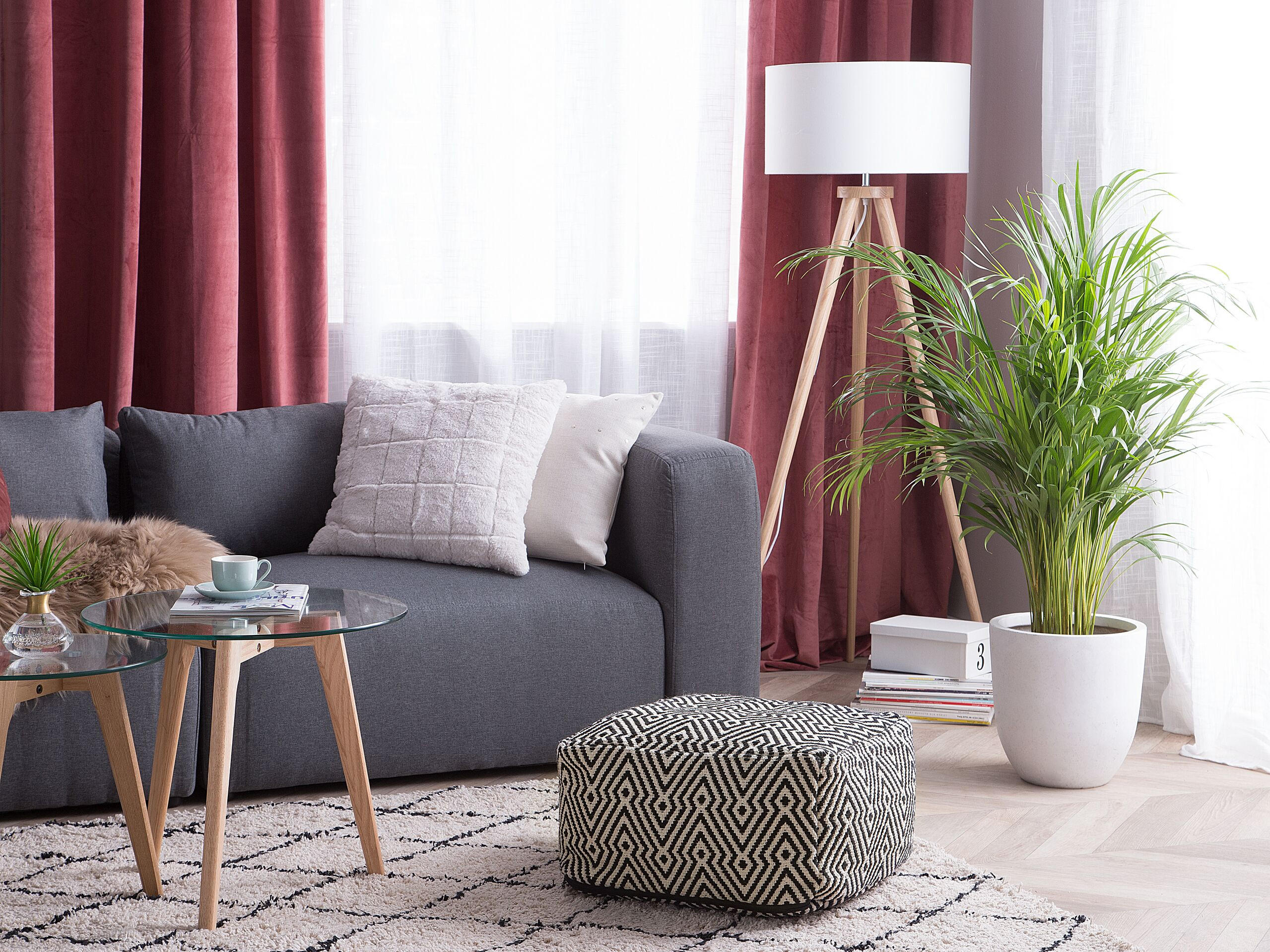 POUF Mukki 50/50/30 cm - Schwarz, Naturmaterialen/Textil (50/30/50cm) - Beliani