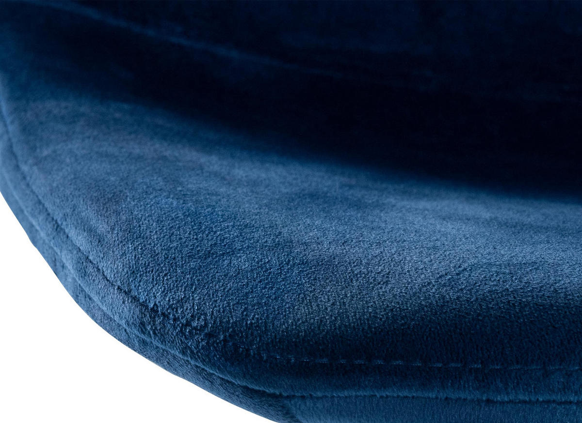 BARHOCKER Samt blau - Chromfarben/Blau, Textil/Metall (44/88/43cm) - CLP