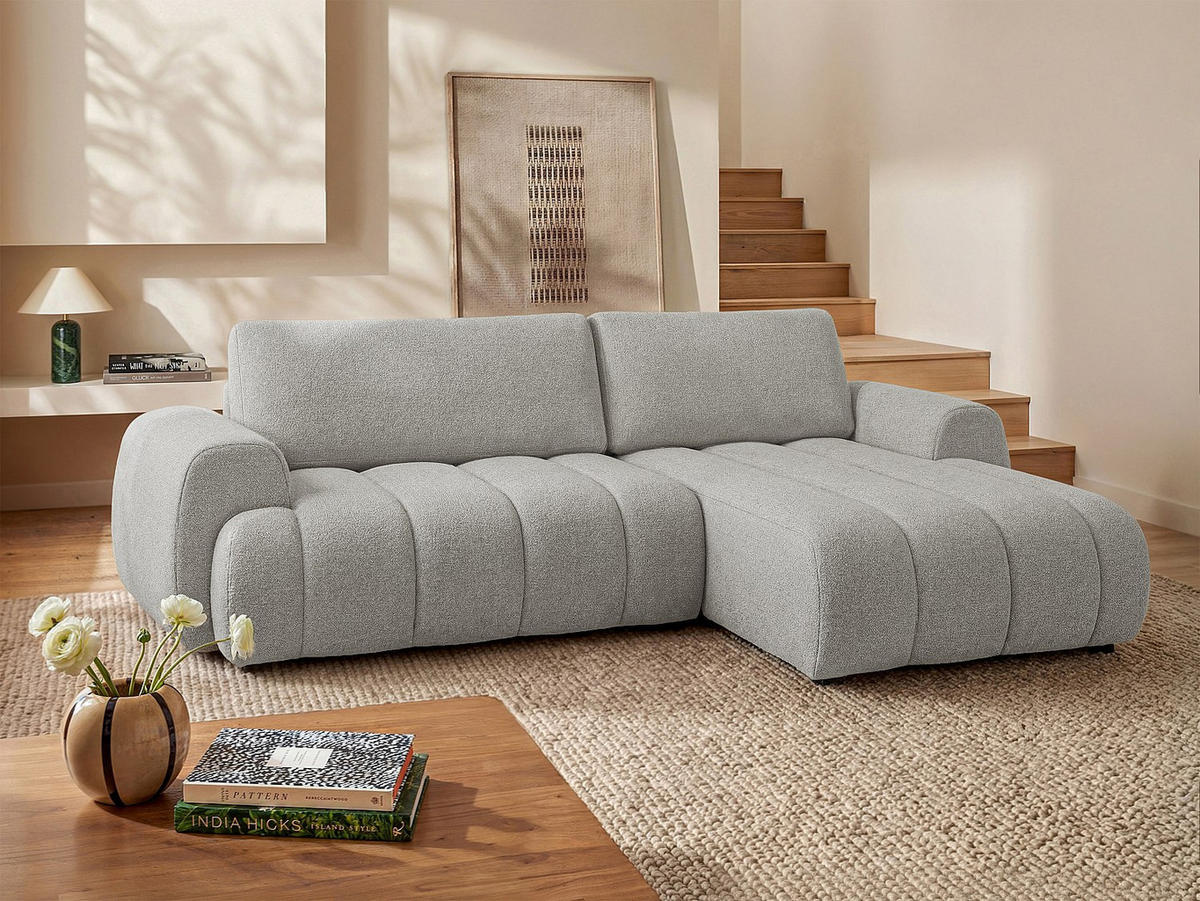 SCHLAFSOFA - 4 Personen-Sitzer - Stoff - Hellgrau - - Hellgrau, Textil (272/81/168cm) - Vente-Unique