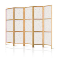 PARAVENT Japanischer 5-tlg 225x172 cm Sternkonstellationen - Beige, Holz/Textil (225/172/3cm) - Muralo