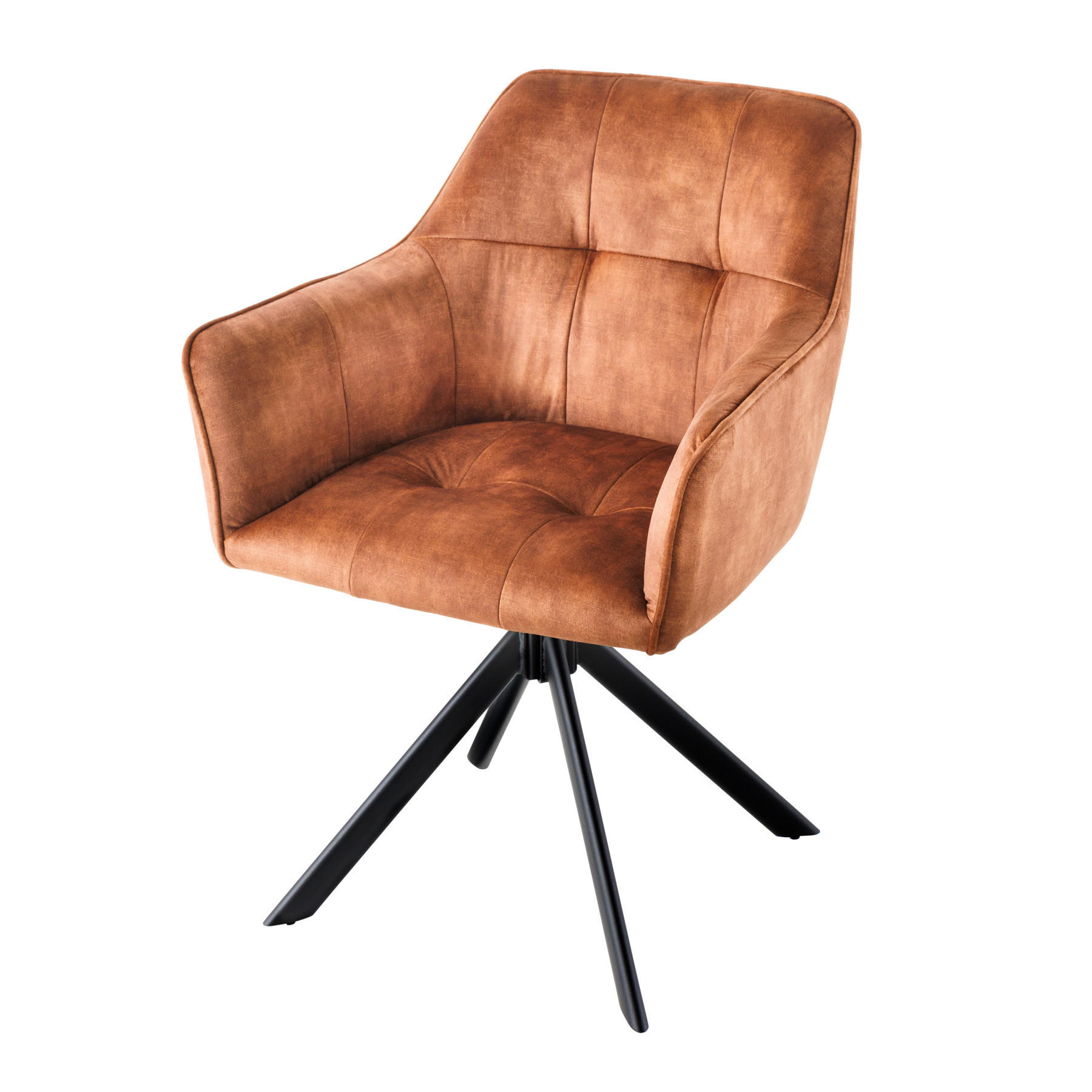 ARMLEHNSTUHL LOFT Samt Rost, Braun, Schwarz - Rostfarben/Schwarz, Textil/Metall (60/83/61cm) - riess-ambiente