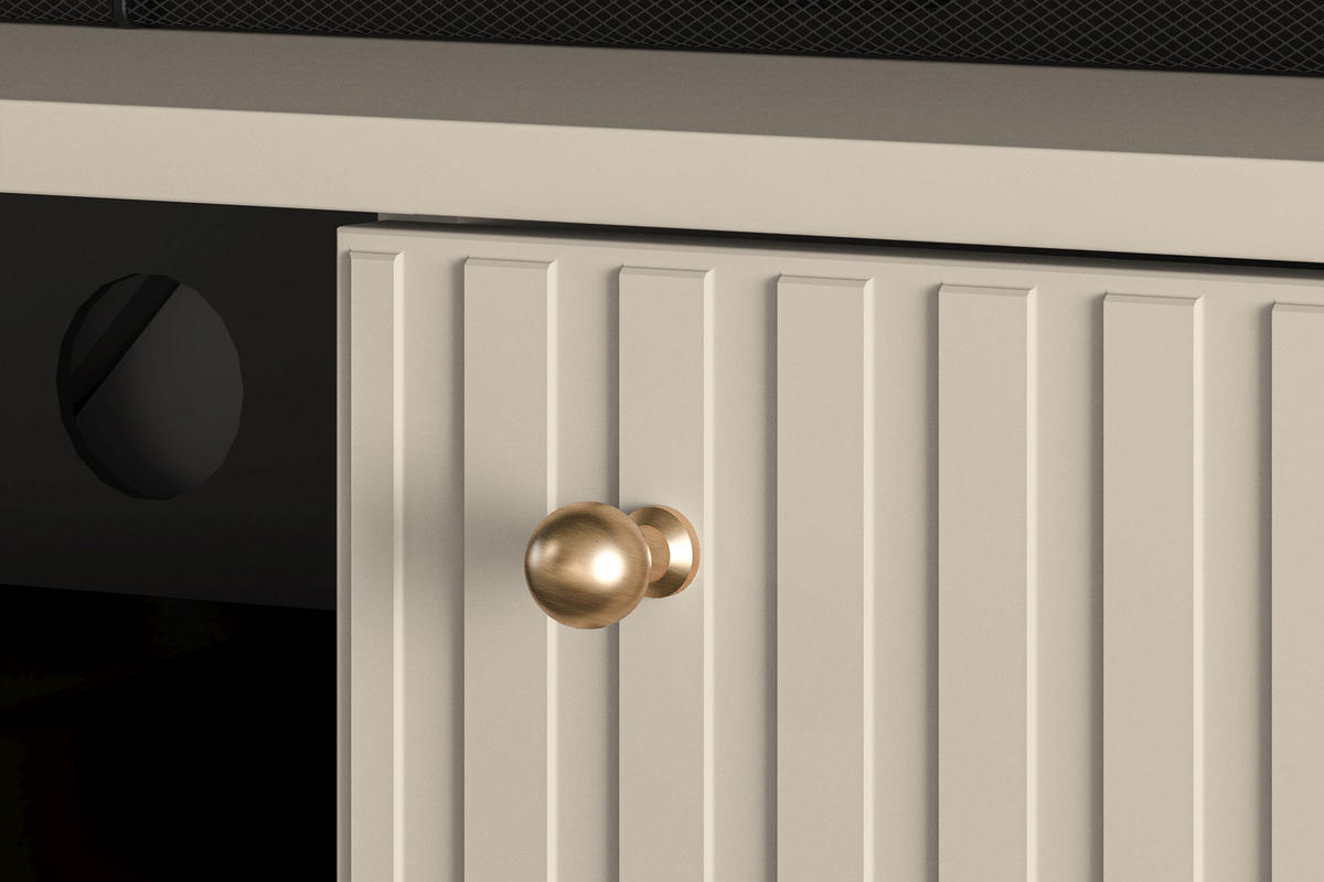 LOWBOARD DROMA mit Goldelementen, Creme - Creme/Schwarz, Holz/Metall (160/53/40cm) - KONSIMO®