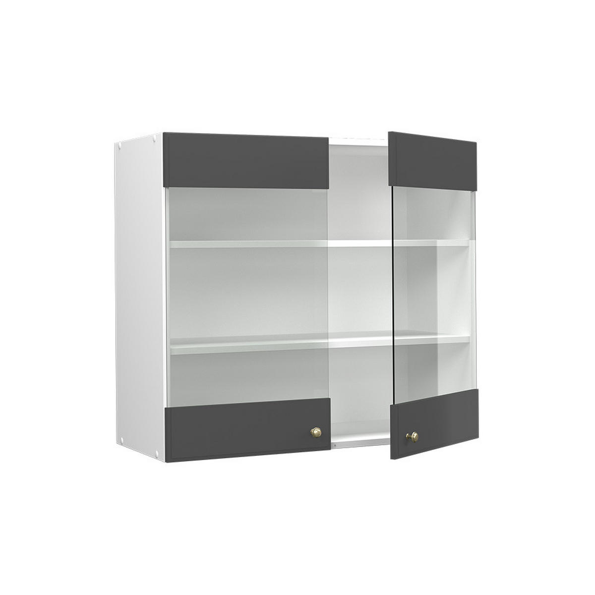 KÜCHENGLASSCHRANK Fame-Line Anthrazit-Gold 80 cm - Anthrazit/Weiß, Holzwerkstoff (80/72/34.1cm) - Vicco