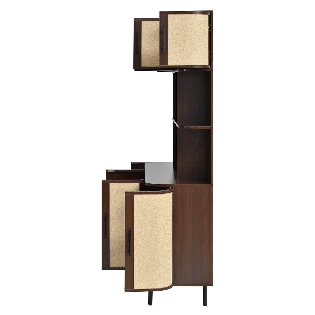 HOCHSCHRANK mit Rattanfront, 8 Türen, modern - Walnussfarben, Holzwerkstoff (120/180/20cm) - FLIEKS
