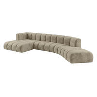 ECKSOFA Modulares In L-Form, Velvet-Stoff Riviera, Beige, Links, GRAND Round - Beige, Holz (445/179cm) - Kaiser Möbel