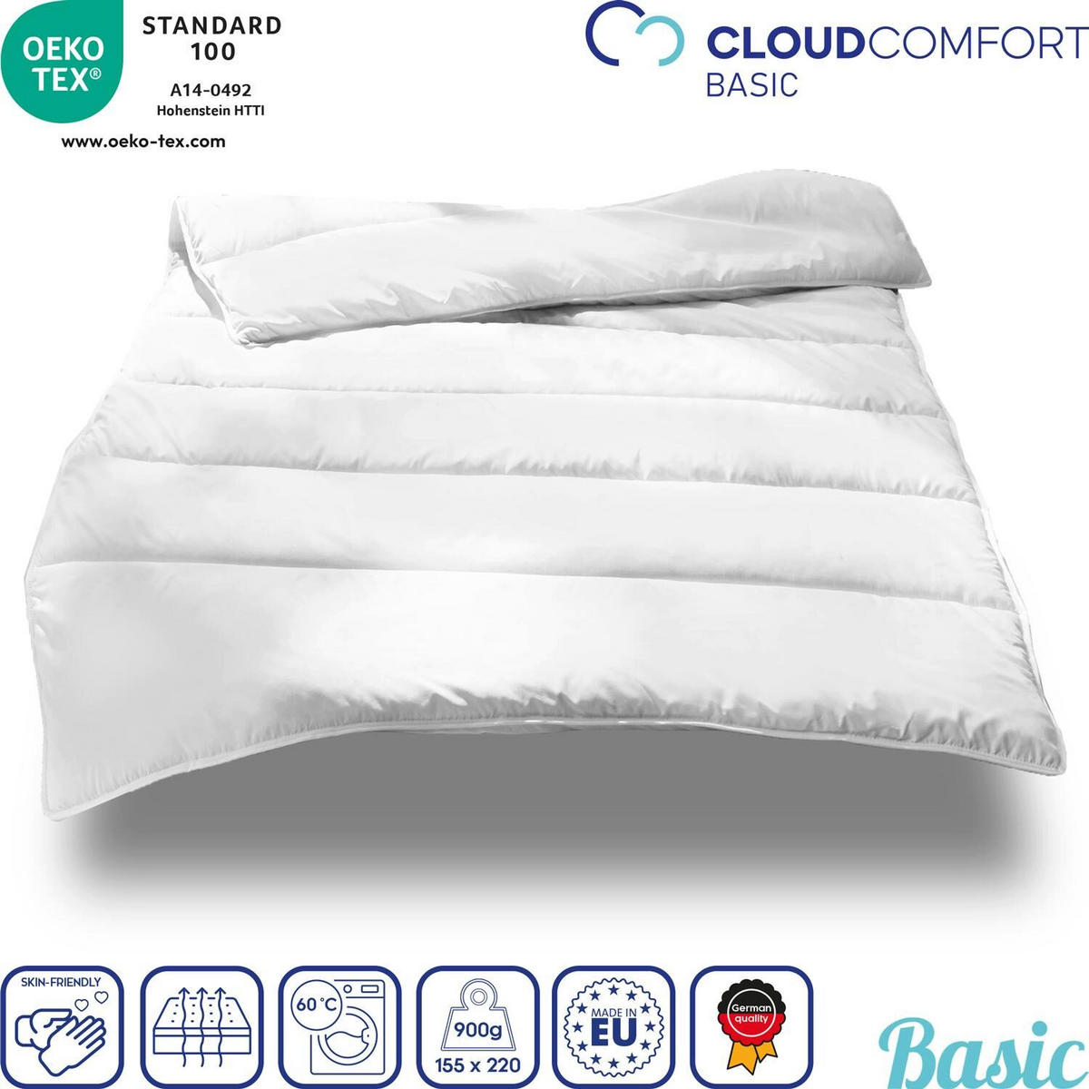 BETTDECKE Basic 155x220 cm - Weiß, Textil (155/220cm) - CloudComfort