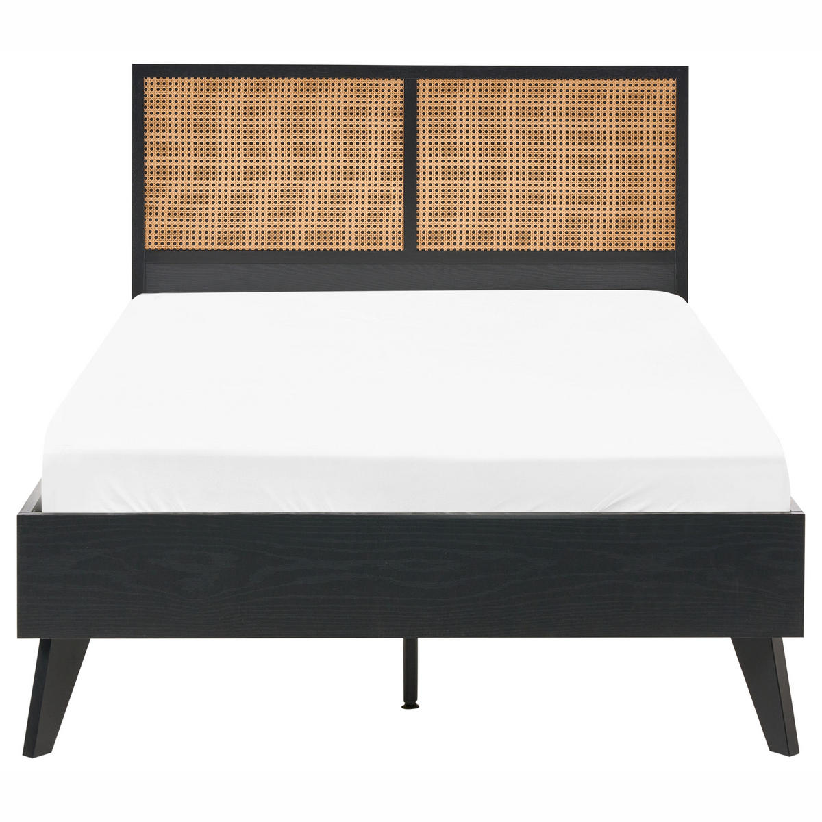 POSTEL s roštem 120/200 cm Faserplatte, PE Ratan Černá Monpazier - černá, přírodní materiály (120/200cm) - Beliani