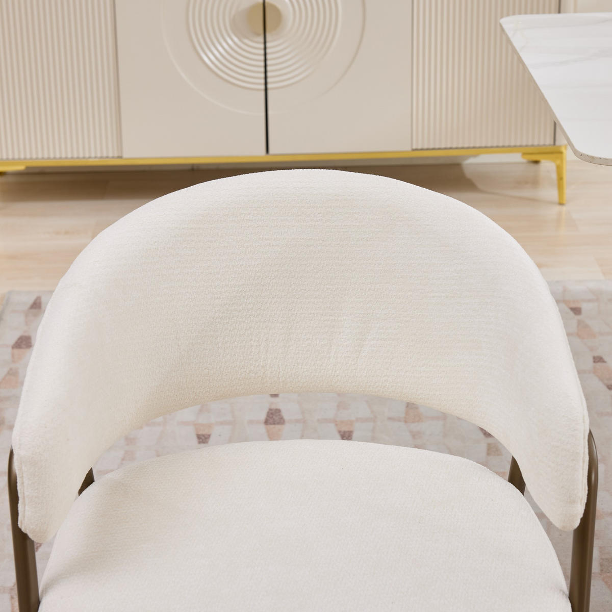 ESSTUHL Beige 1er-Set mit Armlehnen und Chenille-Bezug - Beige, Textil (57/79.5/54.5cm) - PANGIVO