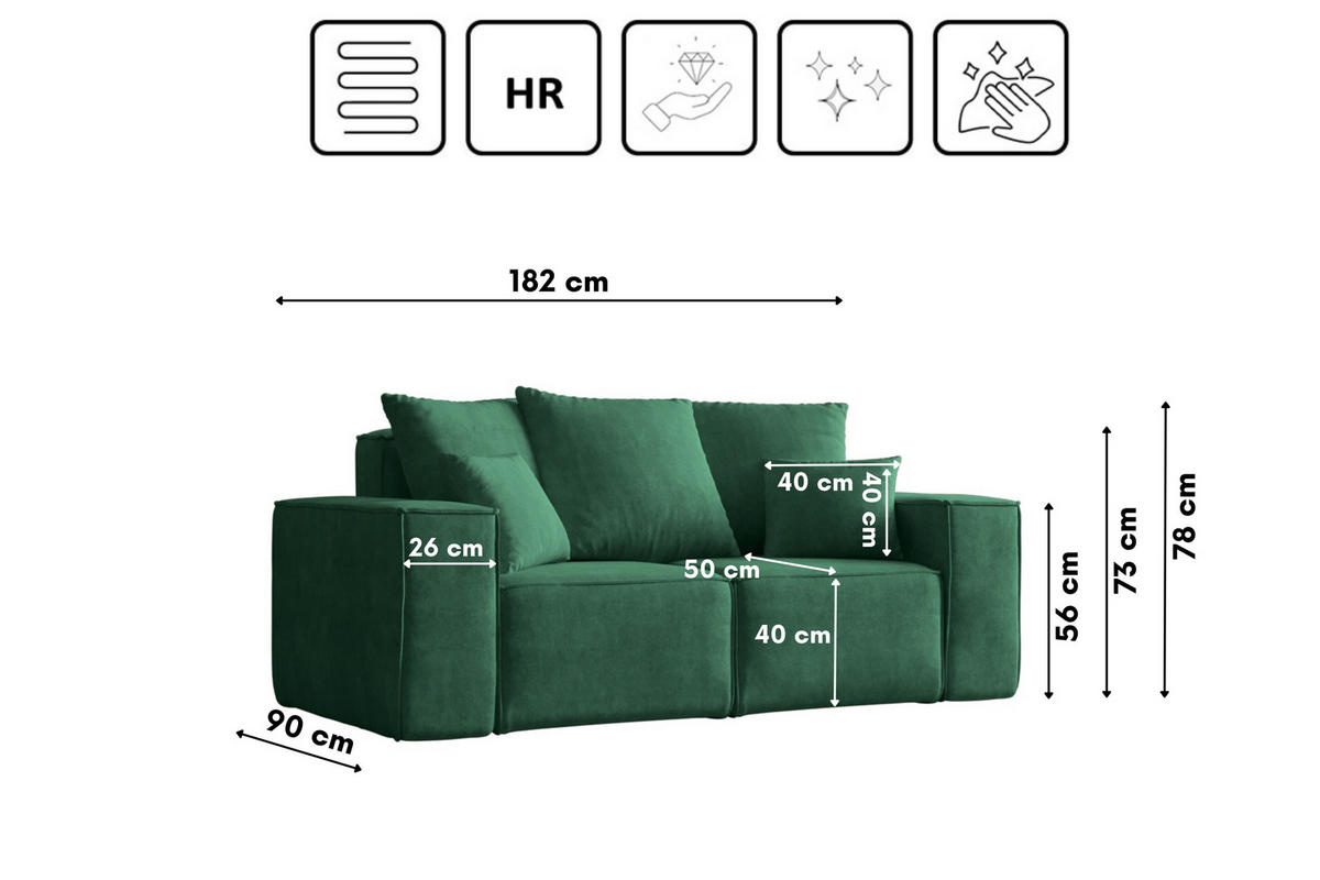 SOFA ELLA Modern Stoff Noel Grün - Jadegrün, Holz/Textil (182/78/90cm) - Kaiser Möbel