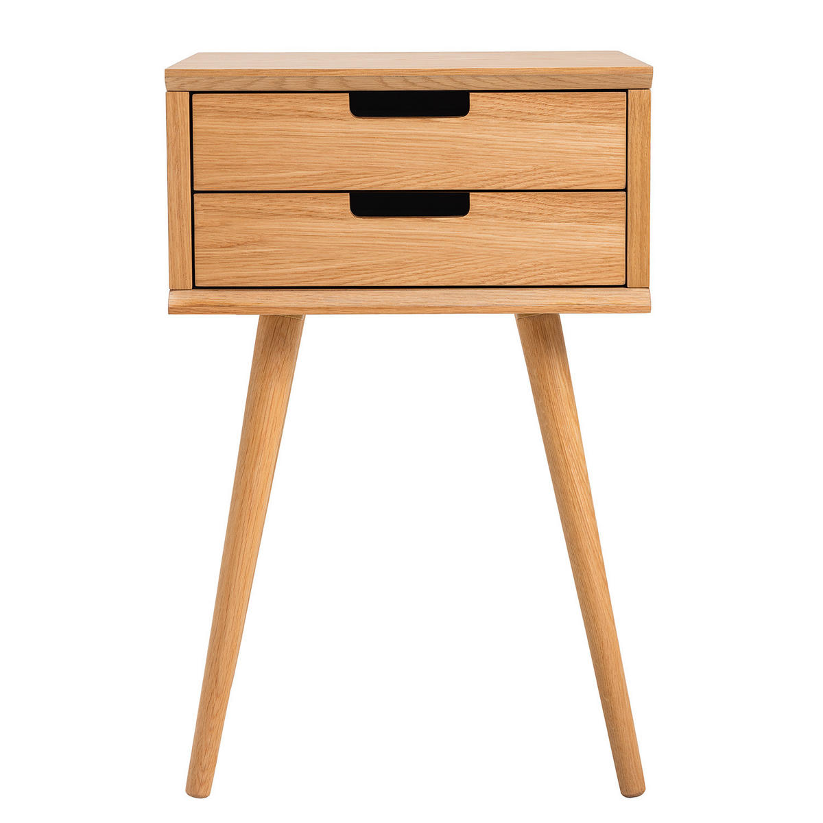 NACHTTISCH mit 2 Schubladen - Teilmassivholz - Eichefarben/Braun, Eichenholz/Holz (40/61/30cm) - home24
