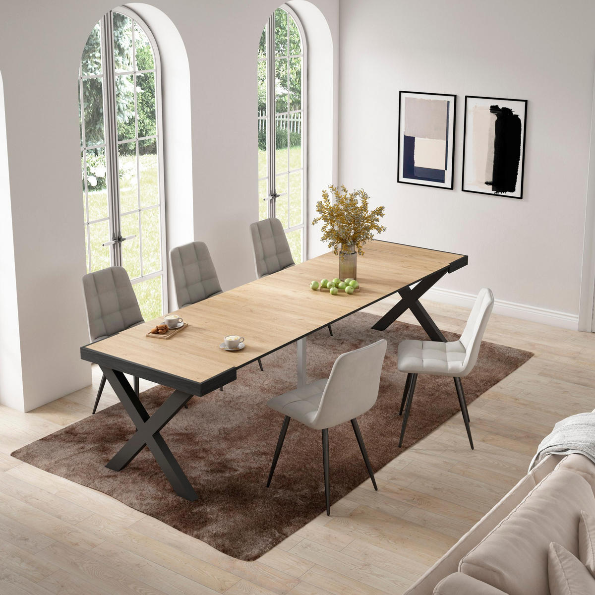 KONSOLENTISCH ausziehbar 58 bis 302cm, für 14 Gäste, eiche, 90/58/73cm - Eichefarben, Holzwerkstoff (90/302/73cm) - Skraut Home