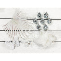 LAALU CHRISTBAUMKUGEL-SET 25 Stück in Box GLITZER SCHMETTERLING für Weihnachtsbäume bis 100 cm - Silberfarben/Weiß, Kunststoff/Metall (20/12/30cm) - LAALU