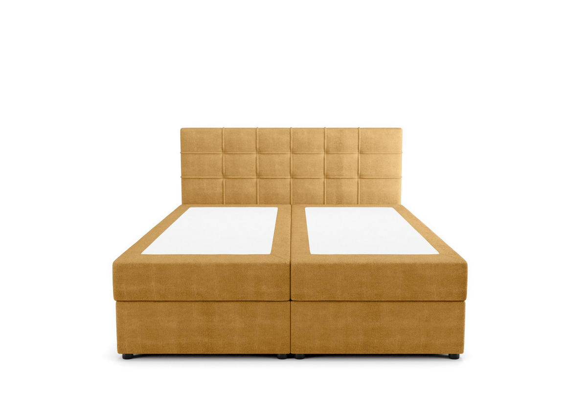 BOXBETT KIDA mit Matratze H3, Bonell und Topper 160x200 Curio 48 - Currygelb, Textil (160/200cm) - Bedante