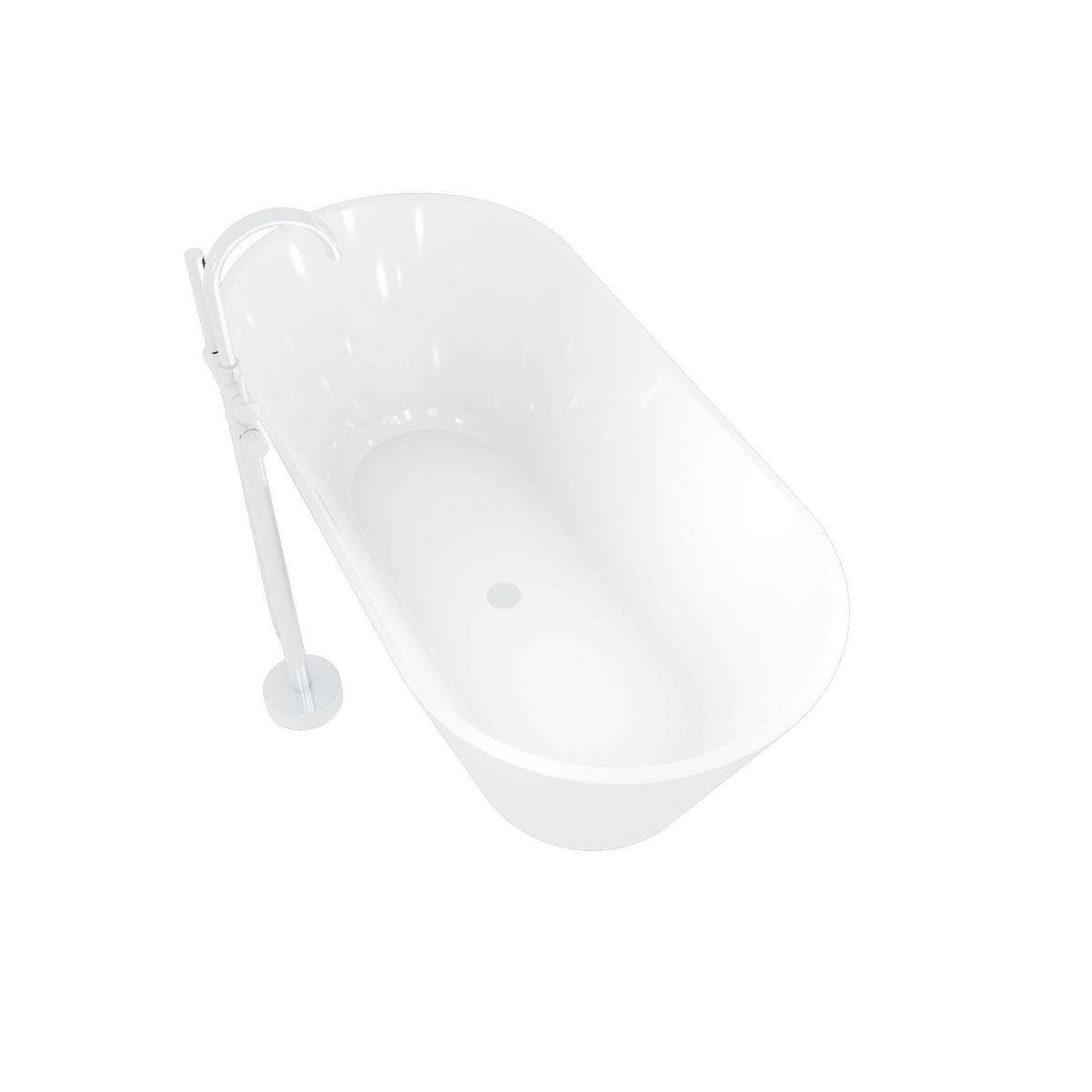 FREISTEHENDE Badewanne Wanne F01 170x80cm mit Armatur AF04 - Weiß, Glas/Kunststoff (80/58/170cm) - AcquaVapore by Sandra Jentho
