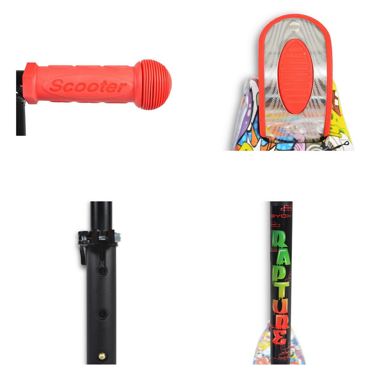 KINDERROLLER Rapture rot aus Alu, Wassertransferdruck, PU Leuchträder - Rot, Metall (54/13/87cm)