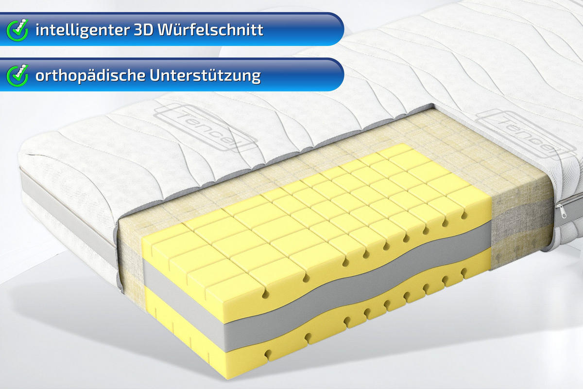 KALTSCHAUMMATRATZE Vital Premium 90 x 200 cm 24 cm Höhe H3 9 Zonen - Weiß, Textil (90/200cm) - Matratzen Perfekt