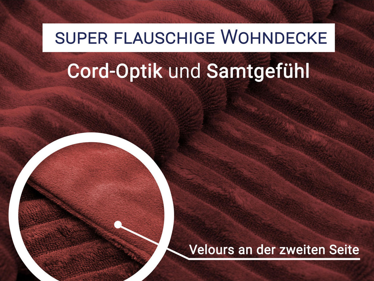 KUSCHELDECKE, 150x200 cm, 100% Polyester, Dunkelrot - Bordeaux, Textil (150/200cm) - Zollner