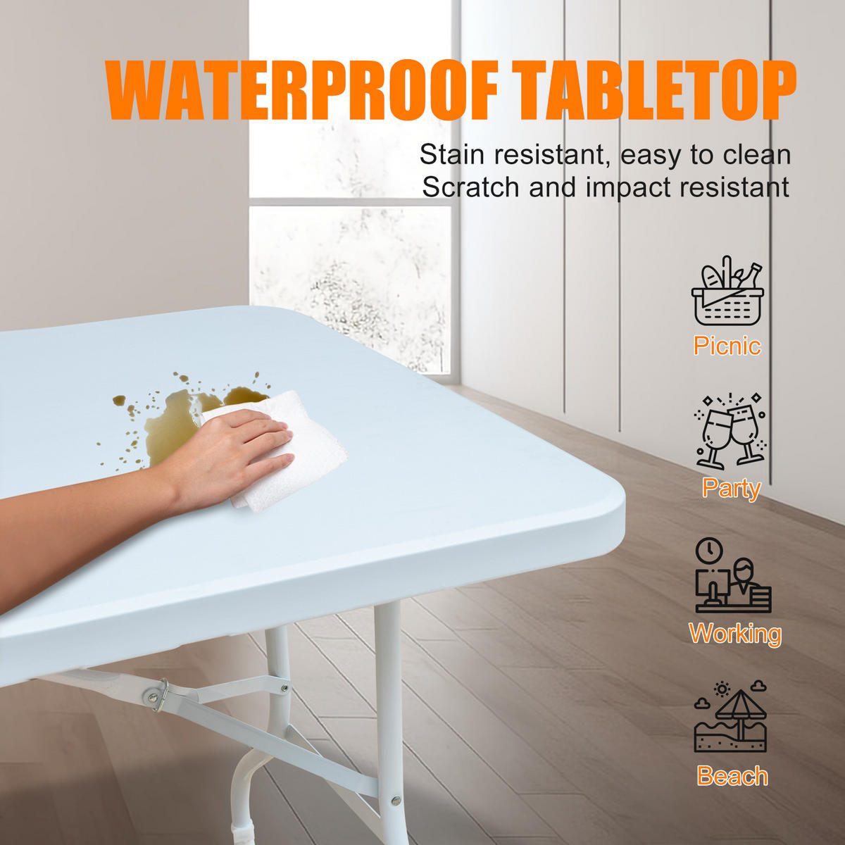 KLAPPTISCH 180 cm Weiß - Blau, Kunststoff (180/73.6/73.6cm) - ComfortXL