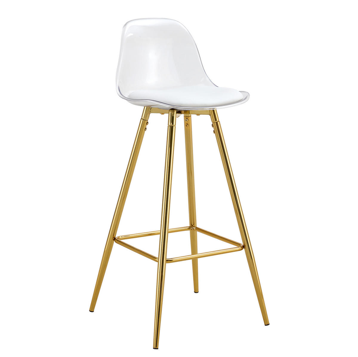 BARHOCKER 2er-Set Goldfarben Transparent mit Fußstütze - Goldfarben, Metall (33/96.5/38cm) - MIVRAY