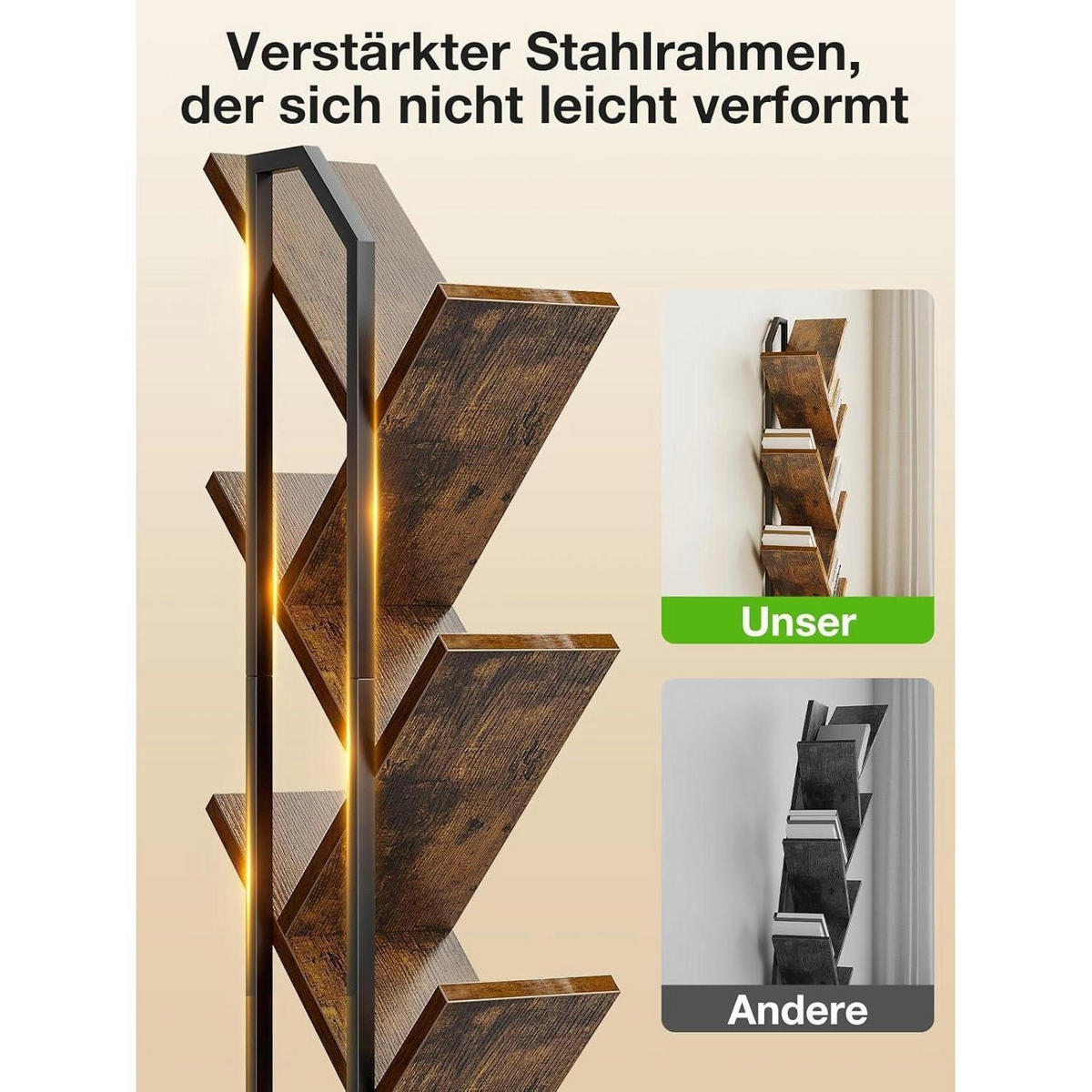 BÜCHERREGAL Baumform Braun 6 Ebenen - Braun, Holzwerkstoff (18/110/40cm)