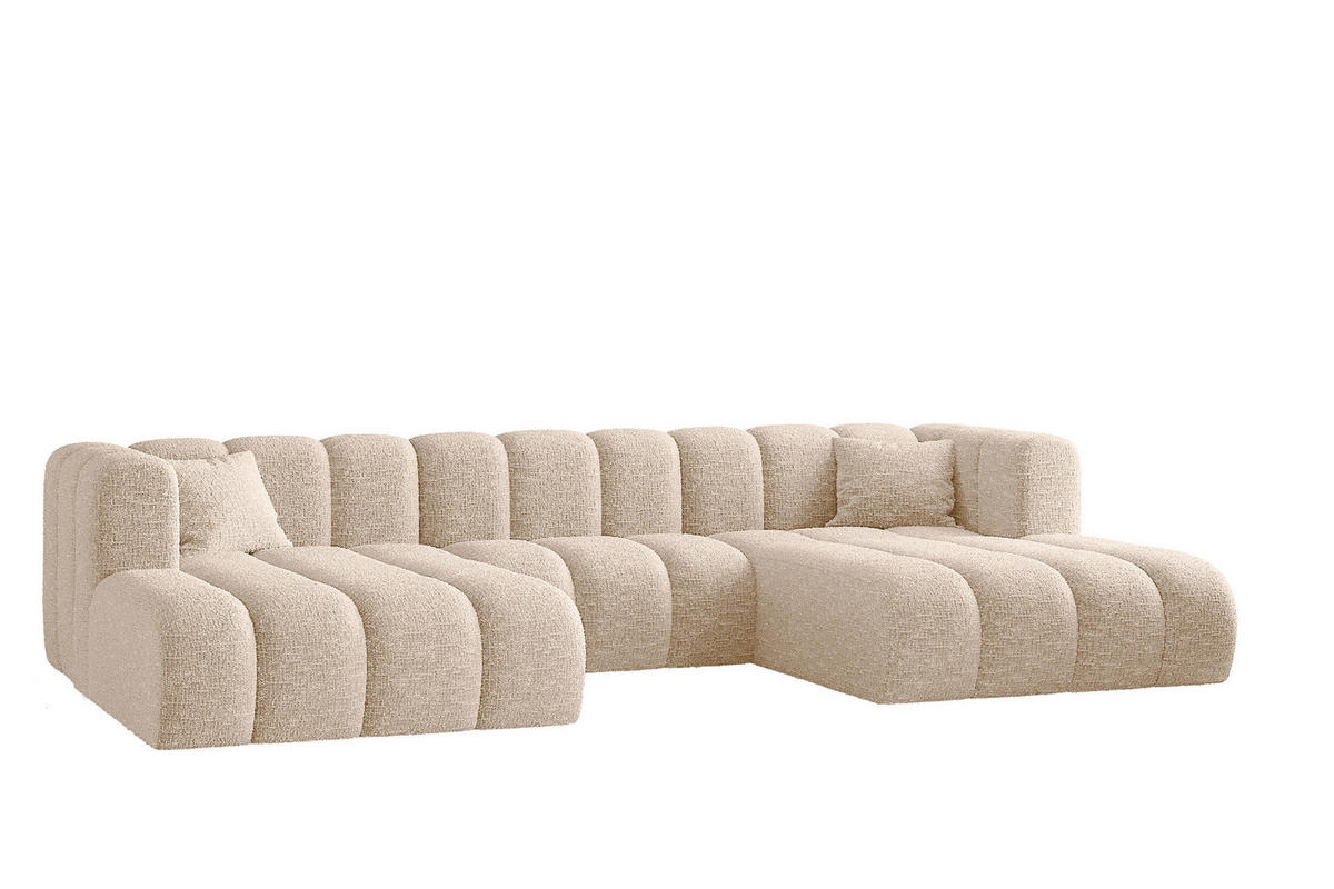 ECKSOFA U-form Grand modular stoff Haga Ecru - Ecru, Holz (317/179cm) - Kaiser Möbel