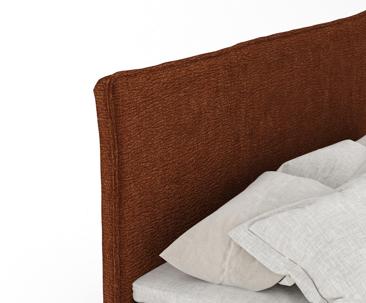 BOXBETT Peru Kupferfarbe 160/200 cm im Chenille-Stoff - Schwarz/Kupferfarben, Holz/Holzwerkstoff (160/200cm) - Maison de Reve