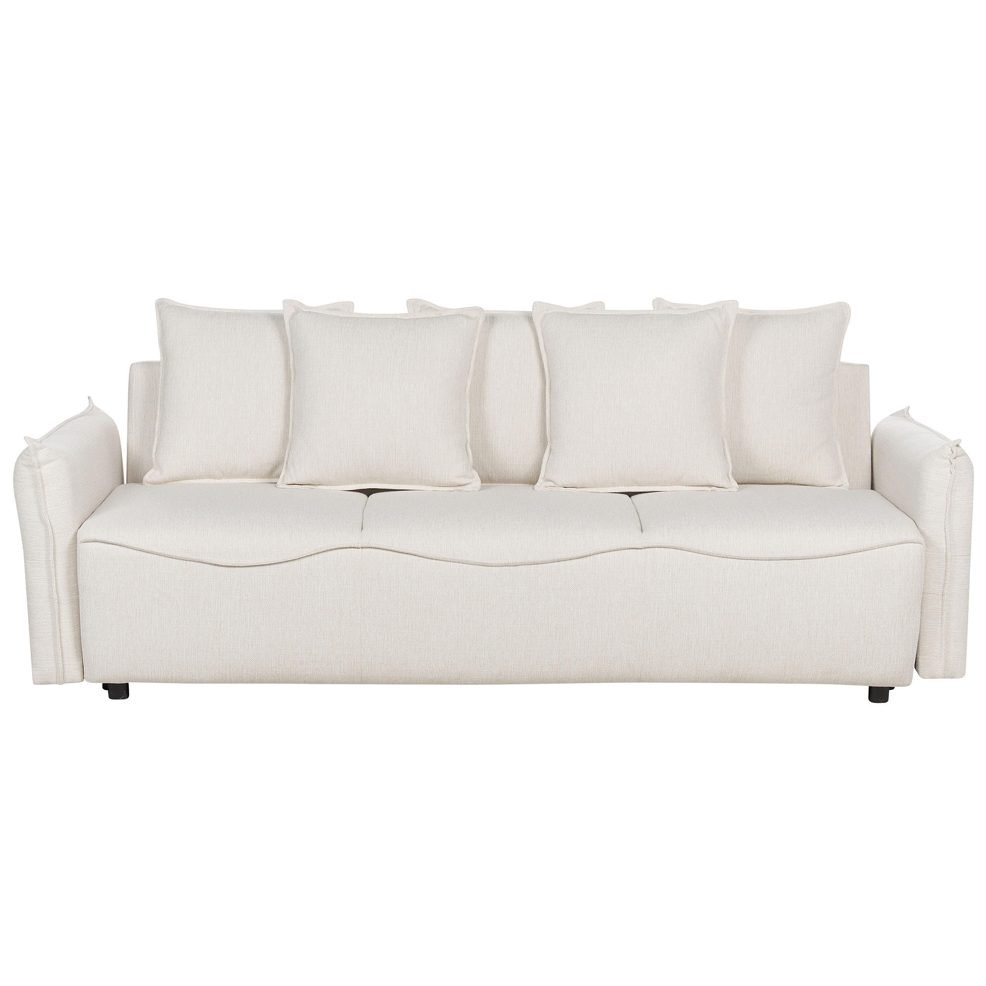 3-SITZER-SCHLAFSOFA cremeweiß mit Stauraum Krama - Schwarz/Weiß, Textil (225/62/93cm) - Beliani