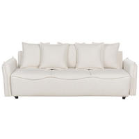 3-SITZER-SCHLAFSOFA cremeweiß mit Stauraum Krama - Schwarz/Weiß, Textil (225/62/93cm) - Beliani